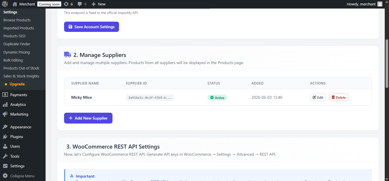 Adding a B2B Supplier