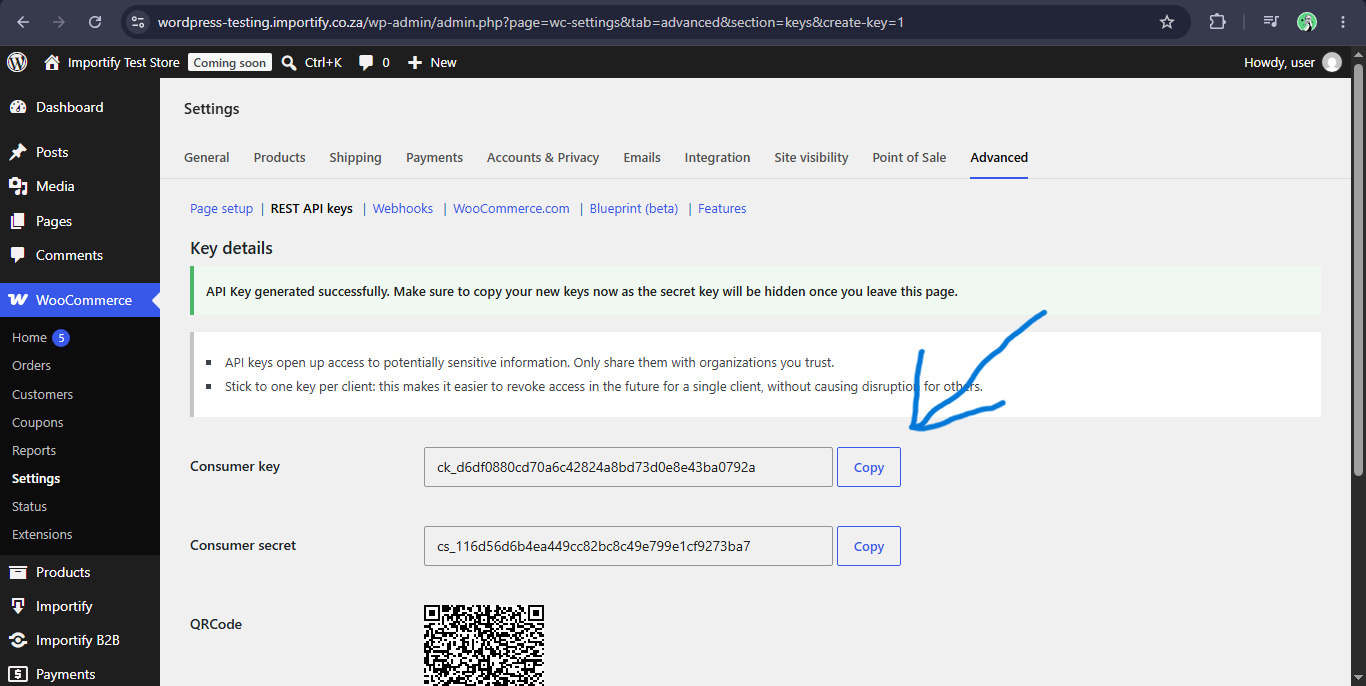 Copying WooCommerce Keys