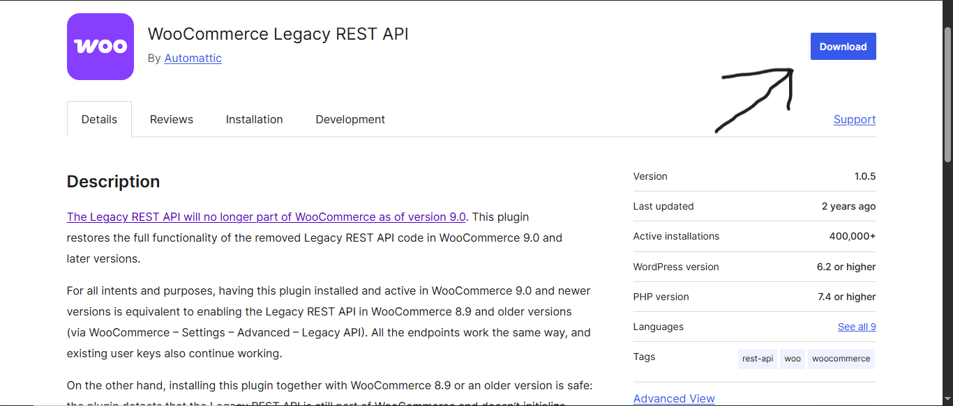 Installing WooCommerce Legacy REST API