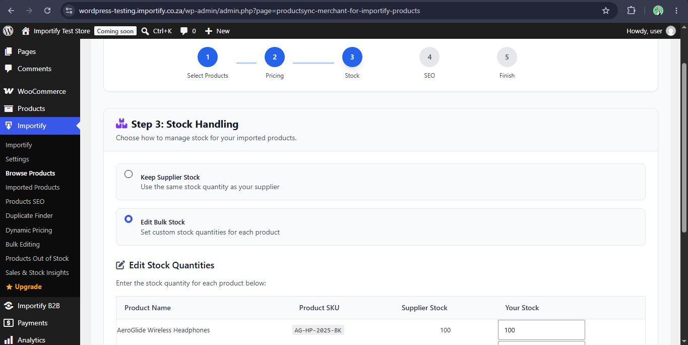 Bulk Editing Stock