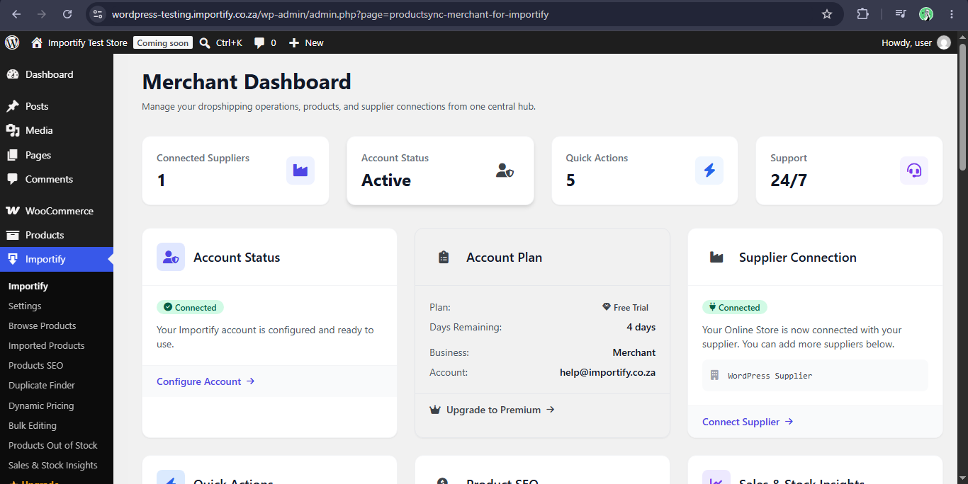 Importify Dashboard Preview